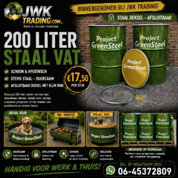 Stevige groene stalen vaten van 200 liter schoon afsluitbaar