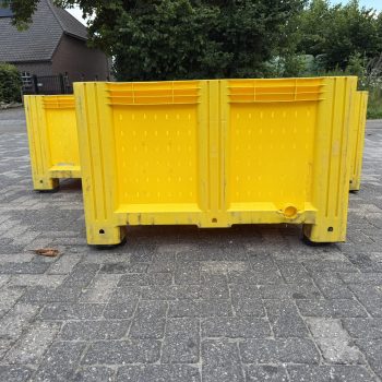 Gele geperforeerde palletbox, hooibak, slowfeeder, kunststof