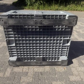 Kunststof palletbox 120x100x60cm laagmodel slede grijs