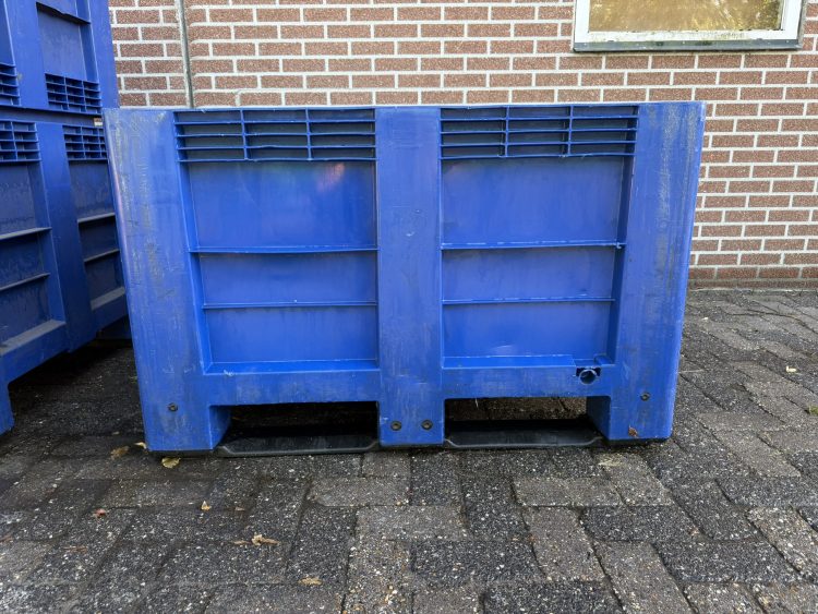 Kunststof palletbox met slede blauw 1200x1000mm