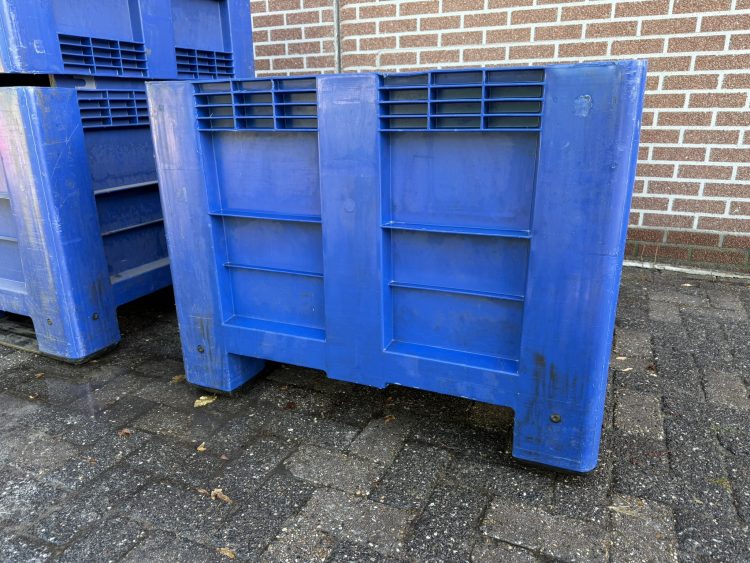 Kunststof palletbox met slede blauw 1200x1000mm
