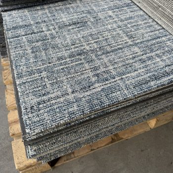 Partij gebruikte tapijttegels grijs/blauw 7.5m2